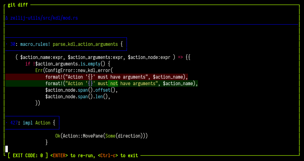 A Zellij command pane