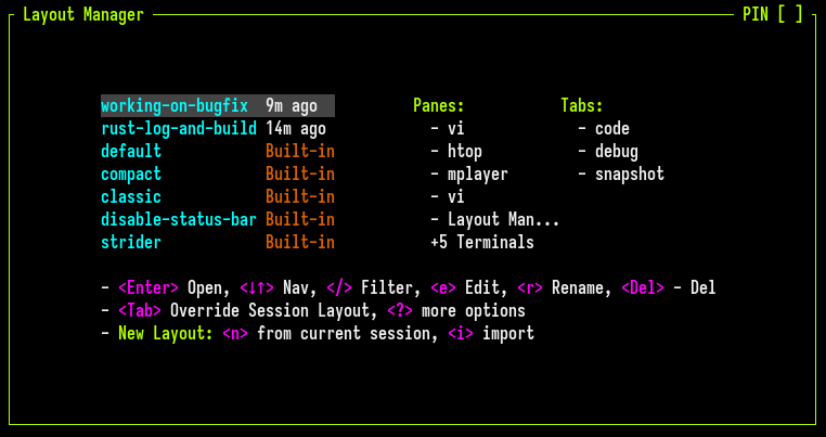 A screenshot of the new layout manager ui