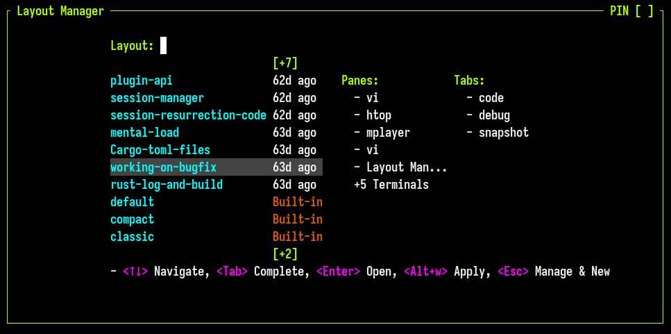 An image of the Zellij Layout Manager UI