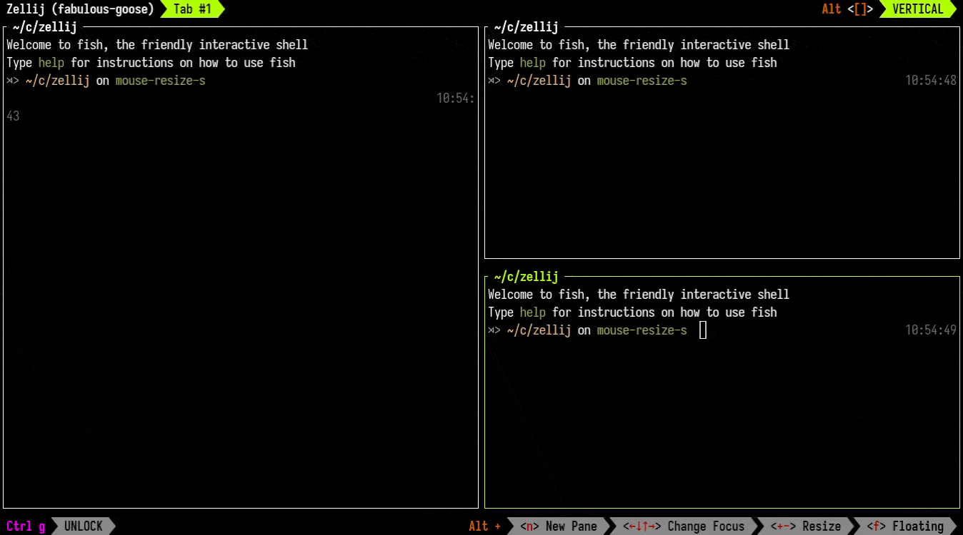 A screenshot of a read-only Zellij session
