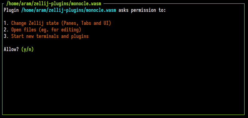 Zellij plugin permission request